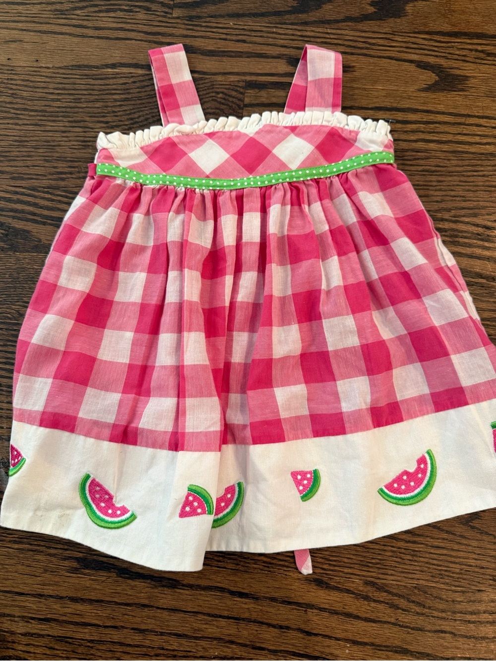 Rare Editions Pink and White Gingham Watermelon Sundress